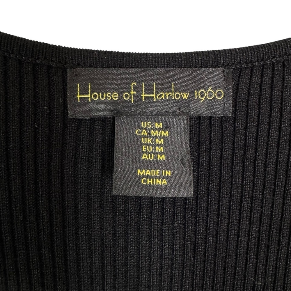House of Harlow 1960 Sheath Midi Dress Black Cut Out Ribbed Knit Size M - Picture 7 of 11